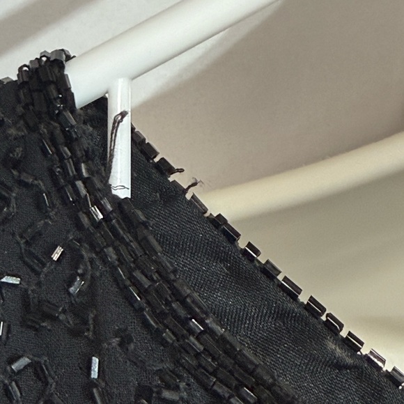 Sparkly Beaded Cocktail Dress High Waist Layered Ruffled Hem Black Medium - Picture 8 of 8